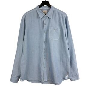 Tommy Bahama Button Down Shirt Linen Tencel Lyocell Blue White Stripe - XL